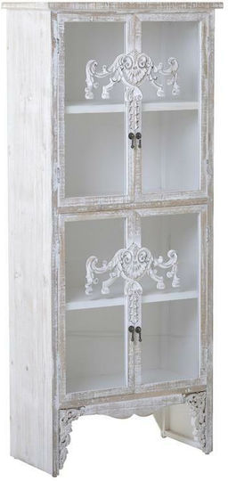 Bodenstehend Wohnzimmer Vitrine aus Spanplatte mit Glas Natural Beige / White 64x32x150cm