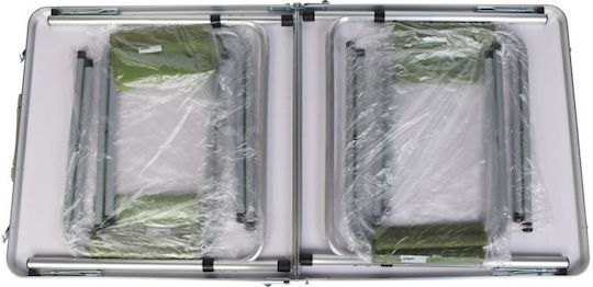 Enero Aluminum Table Set for Camping Foldable in Case 120x70x60cm Green