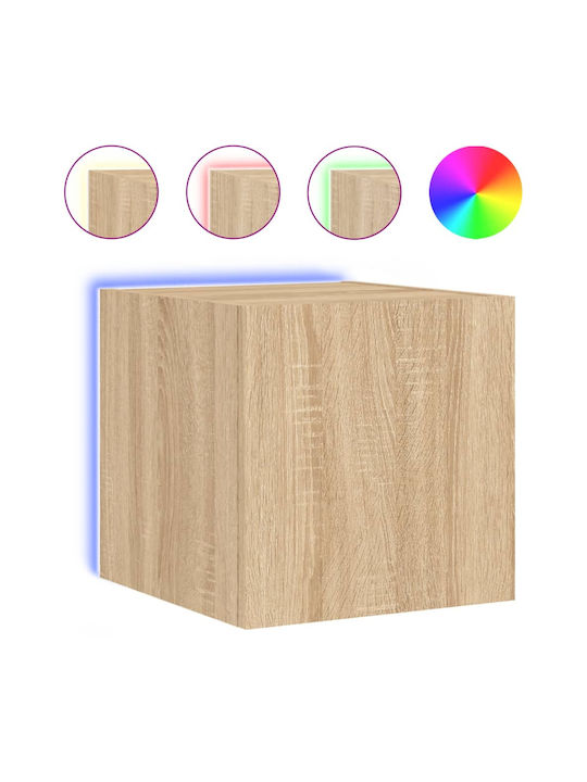 Wall Living Room Display Cabinet made of Particleboard with Glass & Lighting Sonoma Oak 30.5x35x30cm
