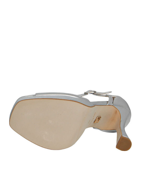 Damen Sandalen Silber Leder