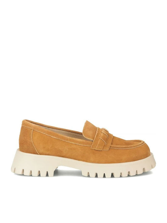 Δερμάτινα Γυναικεία Loafers σε Καφέ Χρώμα