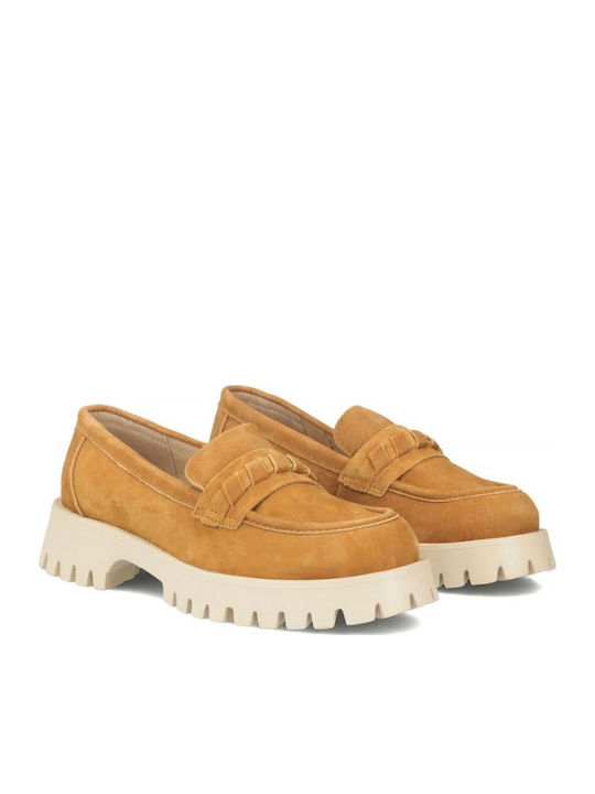 Δερμάτινα Γυναικεία Loafers σε Καφέ Χρώμα
