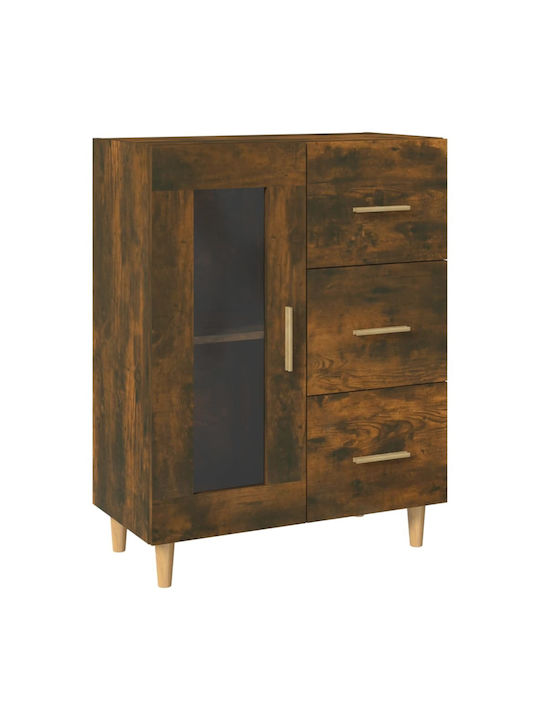 Wall Living Room Display Cabinet made of Particleboard with Glass Brown 69.5x34x90cm
