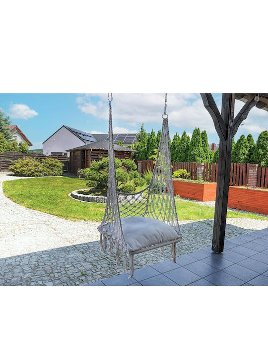 Armchair Swing with Stand and Pillow Fabric Ecru Load Capacity up to 120kg L60xW60xH120cm