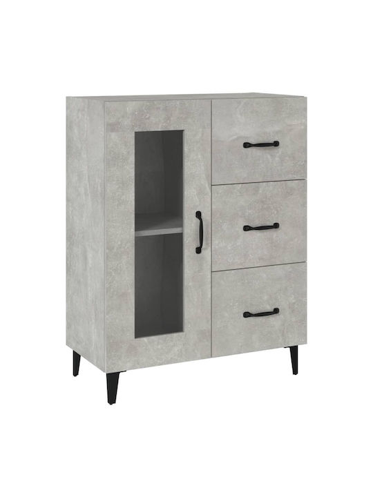 Living Room Display Cabinet made of Particle Board with Windowed Grey Concrete 69.5x34x90cm