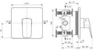 Ideal Standard Built-in Battery Mixer for Shower 2 Exits Silver