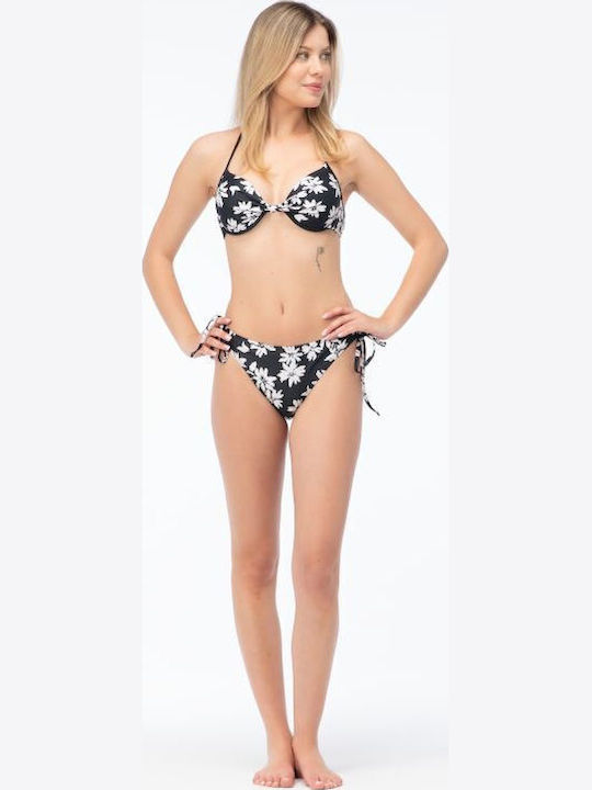 Bikini Slip με Κορδονάκια Μαύρο