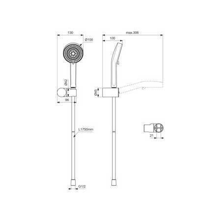 Ideal Standard Idealrain Телефон за душ със спирала