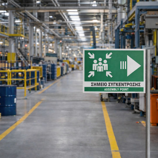 Σημειο Συγκεντρωσης Δεξια Assembly Point Right Πινακιδα Αλουμινιου 21χ32 Ινfosign 21575