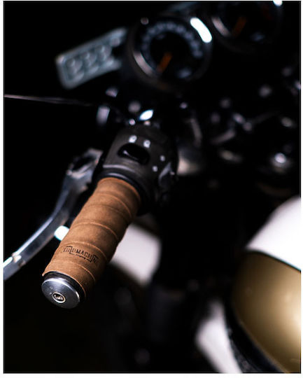Tripmachine Leather Protective Motorcycle Grip Tape Brown Leather Handlebar Grip Wraps Tobacco Brown