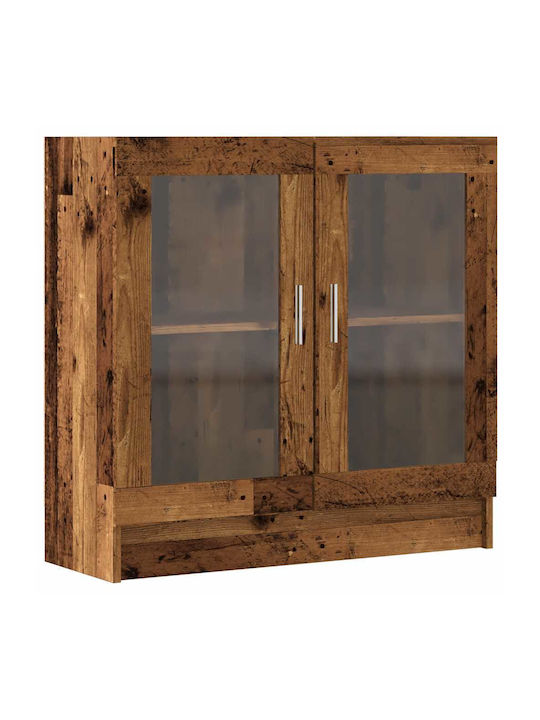 Wall Living Room Display Cabinet made of Particleboard with Glass Coffee 82.5x30.5x80cm