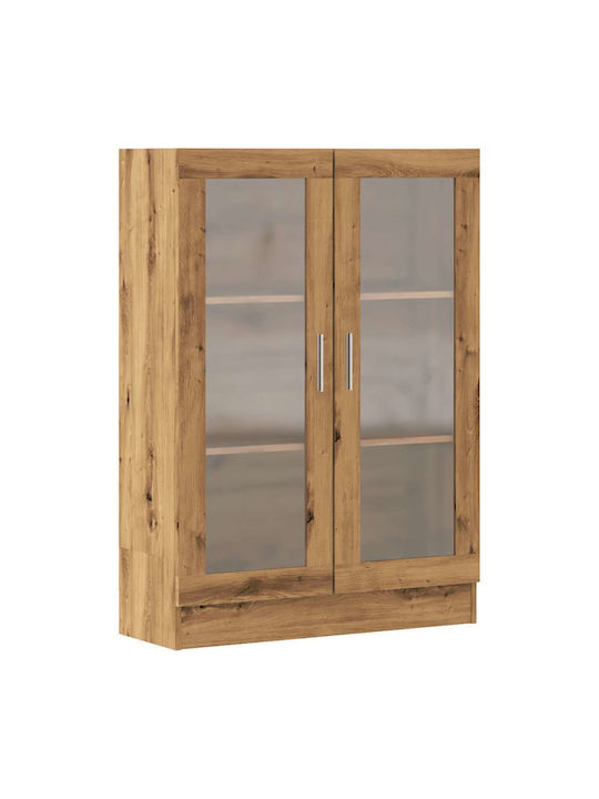 Висулка Витрина за хол от ПДЧ със Стъкло Кафяв 82.5x30.5x115см