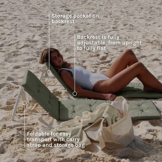 Sunnylife Beach Sunbed Green Foldable Aluminum