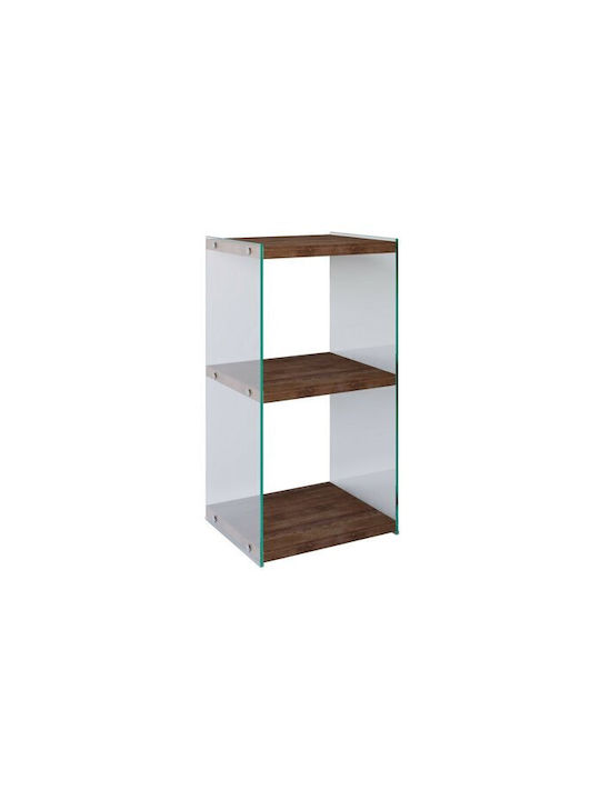 Kailua 1141 Wall Living Room Display Cabinet made of Solid Wood with Glass Walnut 40x35x80cm