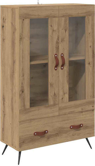 Highboard Floor Living Room Display Cabinet with Windowed Particle Board Brown 69.5x31x115cm 882506 Highboard Floor Living Room Display Cabinet with Windowed Particle Board Brown 69.5x31x115cm 882506