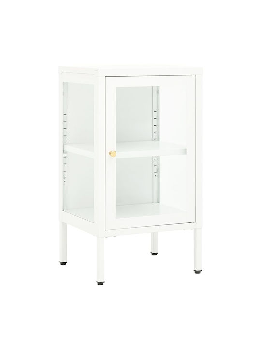 Living Room Display Cabinet Made of Metal with Glass White 38x35x70cm