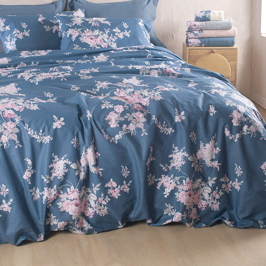Rythmos Σετ Πάπλωμα Μονό 160x240εκ. Nova Springtime Μπλε Σκουρο 2τμχ