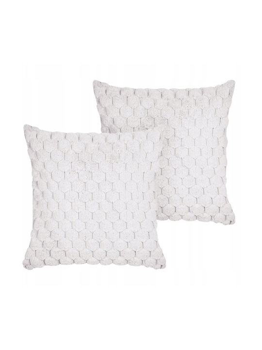 Beliani Μαξιλάρι Καναπέ Purslane από Γούνα White 43x43εκ.