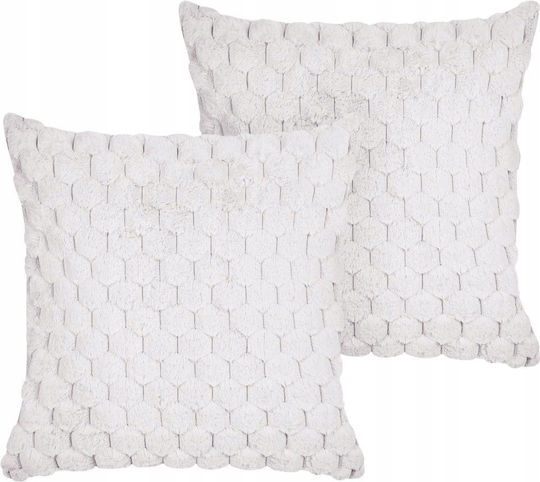 Beliani Purslane White Throw Pillows 2 Pieces 43x43 cm