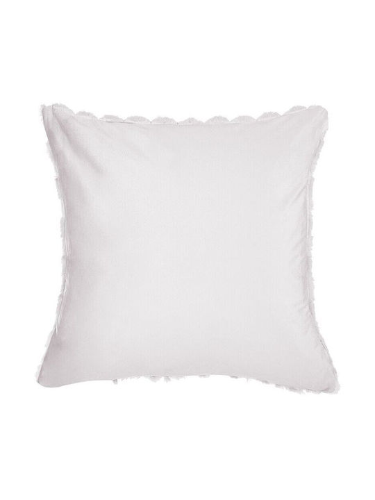 Beliani Μαξιλάρι Καναπέ Purslane από Γούνα White 43x43εκ.