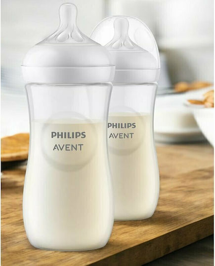 Комплект 2 Антиколик Бутилки Philips Avent Natural Response 330 Мл 3 Месеца+ + 4 Биберона със Среден Поток Поток 4 3 Месеца+