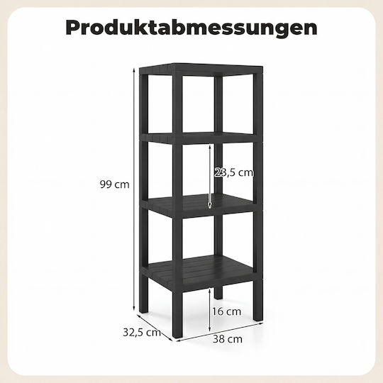 Costway Επιδαπέδια Ραφιέρα Μπάνιου Πλαστική 99x32.5x38cm Μαύρη