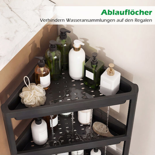 Costway Corner Floor Bathroom Shelf Plastic 67.5x44.45x25.4cm Black
