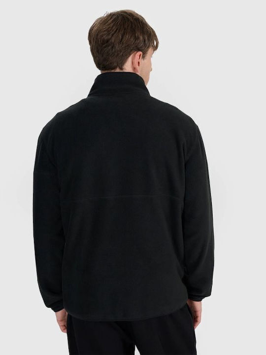 Jachetă Fleece Bărbătească Cu Glugă Neagră