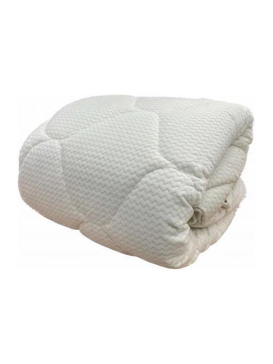 Linea Home Duvet Cover with Hollowfiber Filling Single 160x215cm Zic Zac Ecru