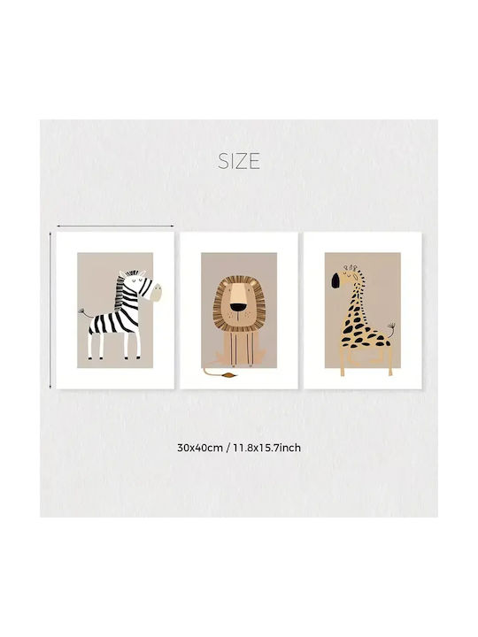 Pandaboo Kids 3 Piece No Frame Canvas