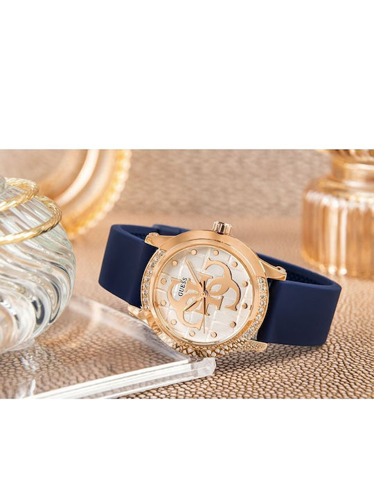 Guess Annette Womens Watch 36mm Chronograph Battery with Navy Blue Rubber Strap