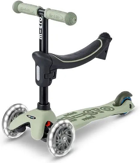 Micro Kids Scooter Mini2Grow Deluxe LED 2.0 3-Wheel with Seat for Ages 1-5 Pink