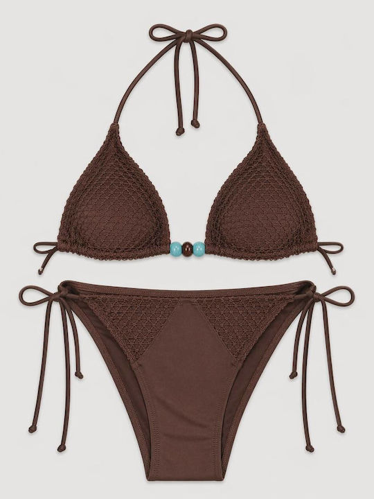 Bikini Τριγωνάκι B Cup με Ενίσχυση Καφέ