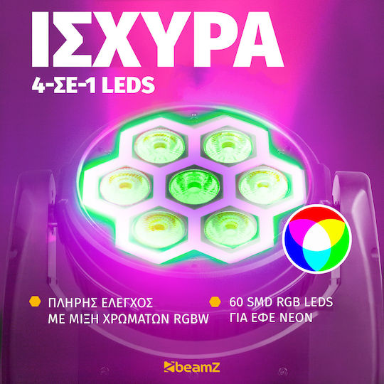BeamZPro Lumina în mișcare LED cu Cap Robotic Fuze712 RGBW