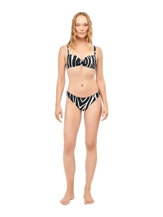 Bikinioberteile mit Polsterung Tierdruck Schwarz-Ivory