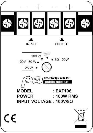Audiophony Επιτοίχιο Ηχείο (Τεμάχιο) Μαύρο EXT106