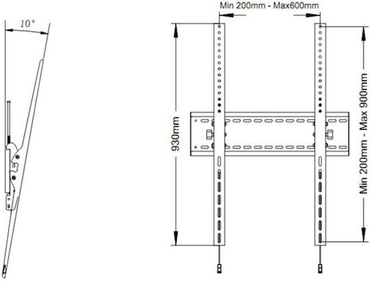 Multibrackets M Universal Tilt Wallmount SD MAX 1200x900 Βάση Τηλεόρασης Τοίχου έως 110" και 125kg Μαύρο