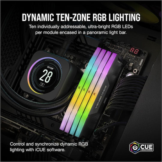 Corsair Vengeance RGB 8GB DDR5 RAM с Скорост 5200 за Настолен Компютър