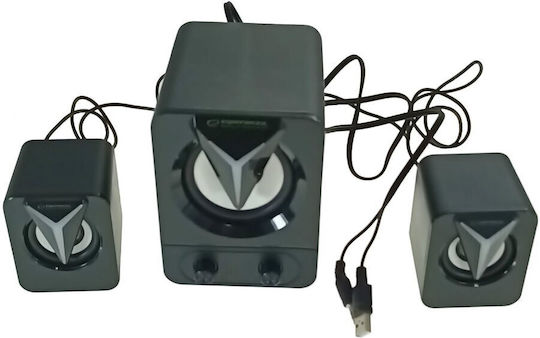 Esperanza EGS107 Ηχεία Υπολογιστή 2.1 με RGB Φωτισμό και Ισχύ 5W Μαύρα