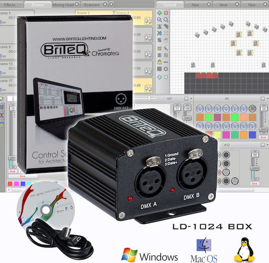 Briteq LD-1024BOX Интерфейс Светлинна Конзола с 1024 Канала за Управление