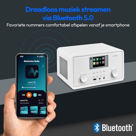 Medion Настолен Радиоприемник с Мрежово Захранване DAB+ с Bluetooth Бял