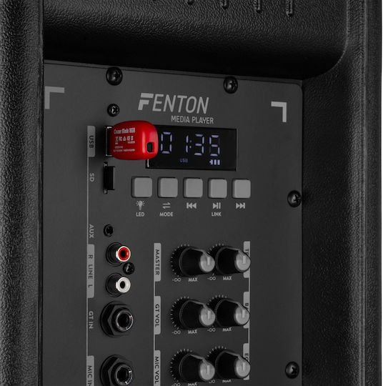 Fenton Karaoke Speaker with Wired Microphones and Lighting Effects FT212LED MK2 170.164 Black