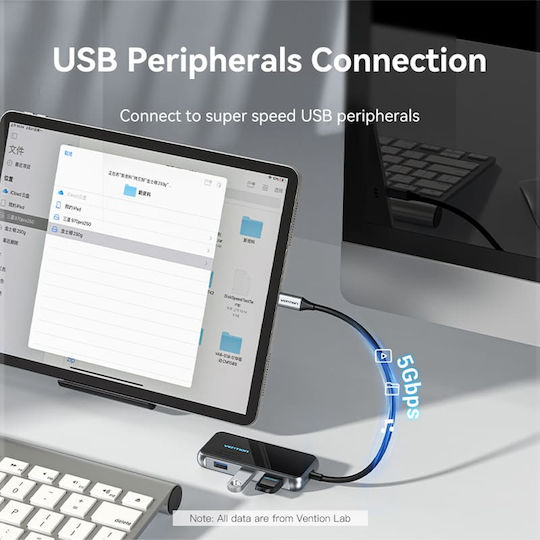 Vention USB Хъб 3 Порта USB 3.2 с Връзка USB-C / USB-A / Ethernet