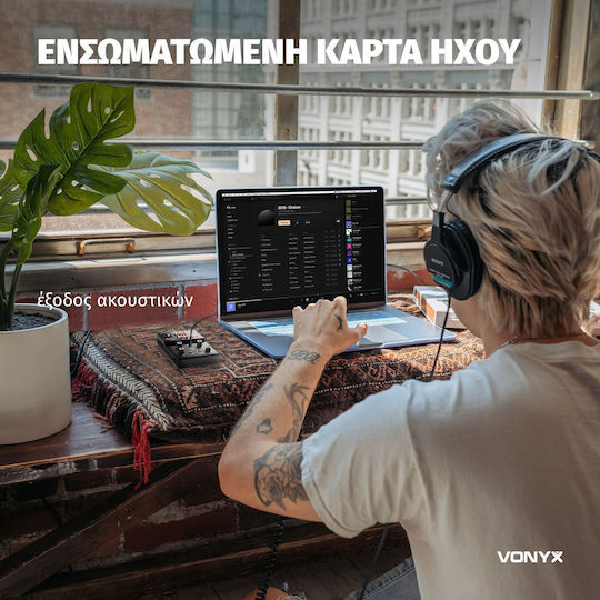 Vonyx VMM201 Αυτοενισχυόμενος Αναλογικός Μίκτης 2 Καναλιών / 2 Εισόδους XLR & Bluetooth