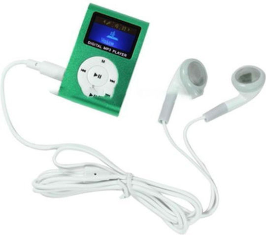 Mini USB Metal Clip MP3 Player (32GB) με Οθόνη LCD Πράσινο