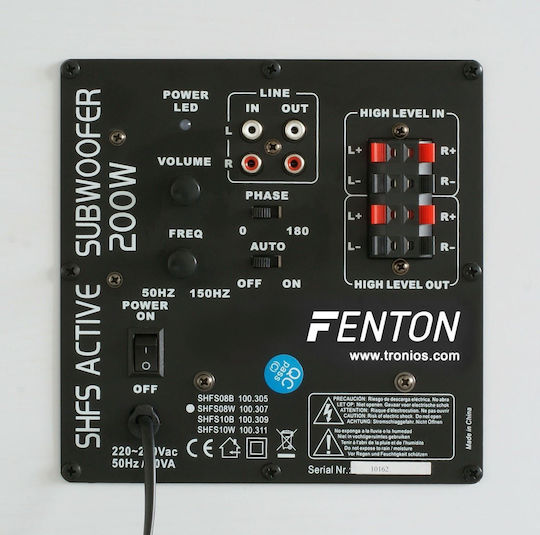Fenton SHFS08 100.307 Aktiv Subwoofer mit Lautsprecher 8" 200W Weiß