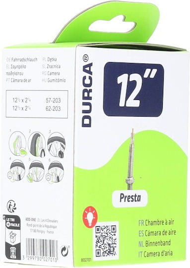 Durca 802701 Cameră De Aer Pentru Anvelopă De Bicicletă 12" x 2.25" / 2"
