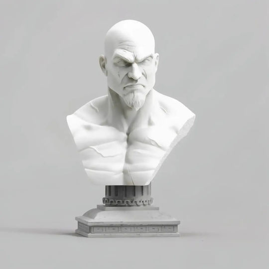 Figure Kratos God War Bust 3D Model Sculpture 3D Printed 30 Cm 1:6
