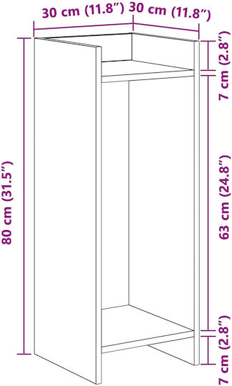 vidaXL Pflanzenturm Holz Grau 30x30x80cm