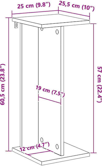 vidaXL Pflanzenturm Holz Grau 25x25.5x60.5cm 2 Stück